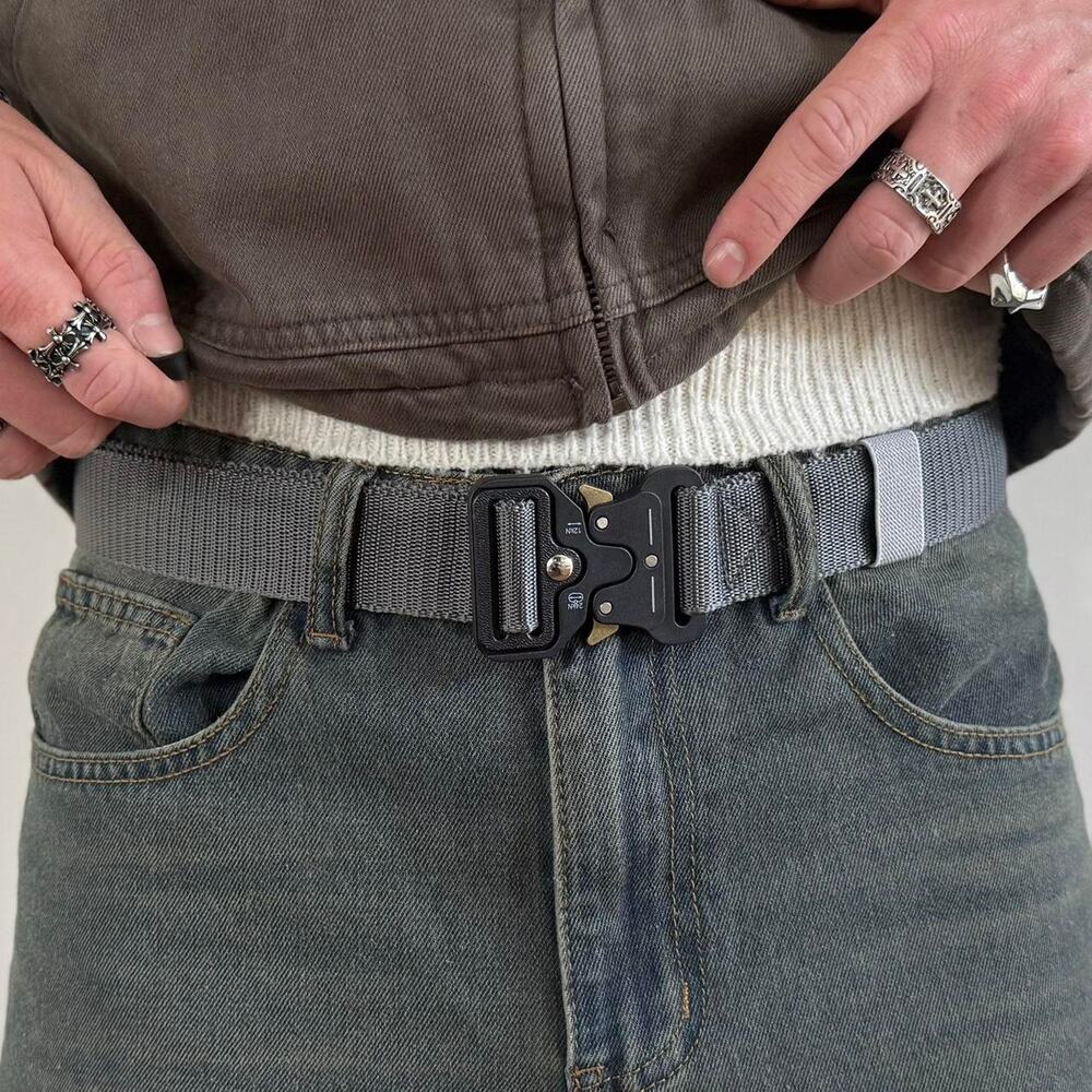 American Tactical Gray Buckle Belt Unisex Adjustable 25–42" Streetwear